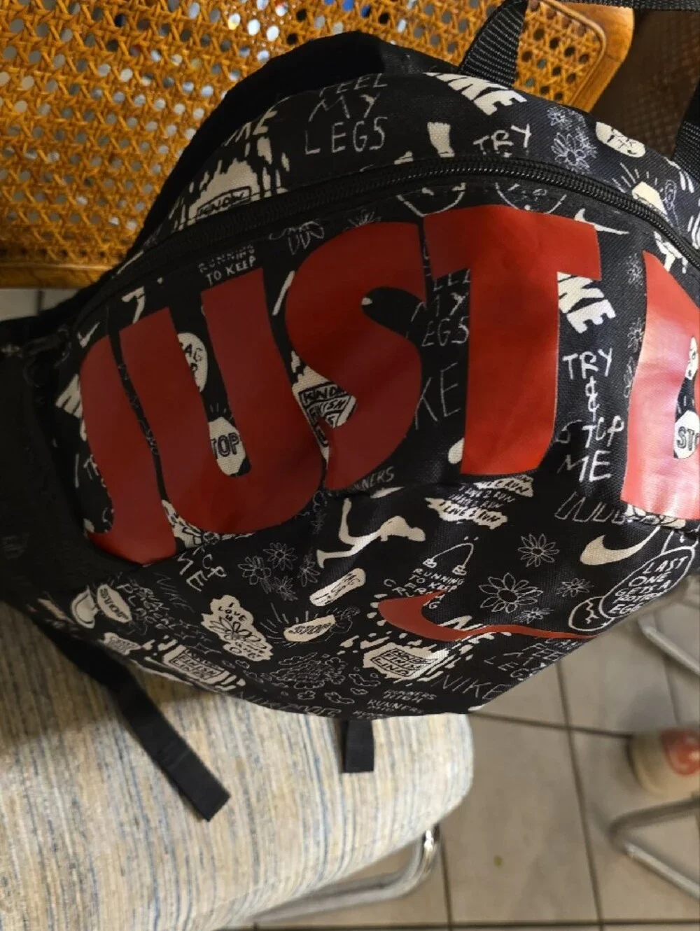 Nike Black & Red Brasilia All Over Print Backpack.